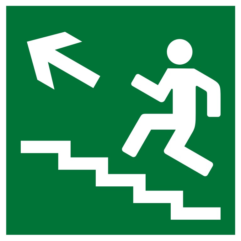 Знак Е16  Направление к эвакуационному выходу по лестнице  вверх
