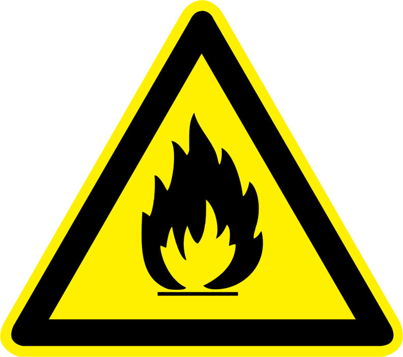 W01 Знак: "Пожароопасно. Легковоспламеняющиеся вещества" 200х200х200 мм. ГОСТ 
