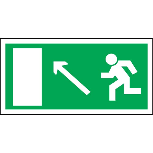 Знак Е05  Направление к эвакуационному выходу налево  вверх