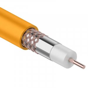 Кабель RG-6U+Cu нг(А)-HF, Cu/Al/Cu, 64%, 75 Ом, (бухта 100 м) оранжевый REXANT в Хабаровске